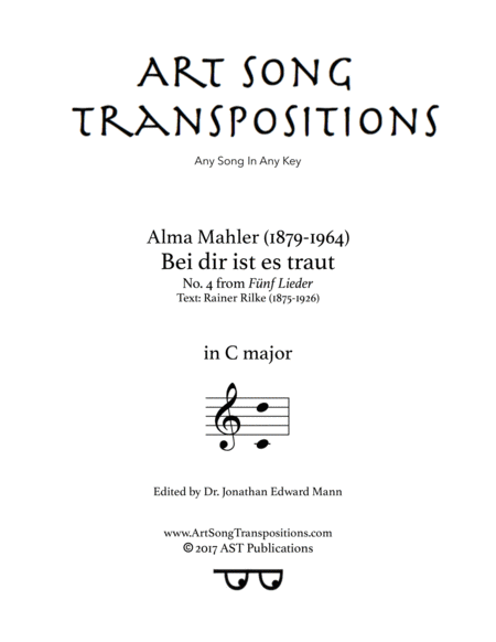 MAHLER: Bei dir ist es traut (transposed to C major)
