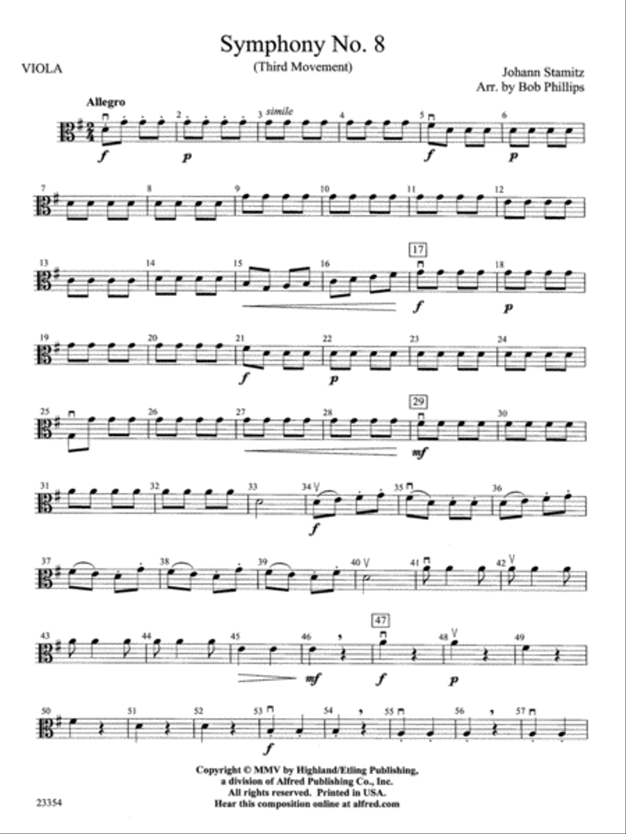 Symphony No. 8: Viola String Orchestra scores gallery preview page 1