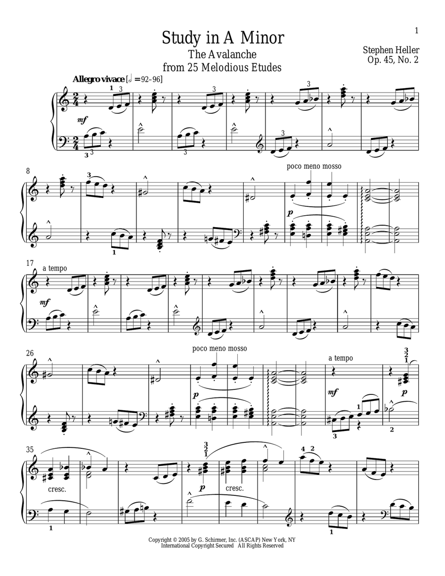 Avalanche, Op. 45, No. 2 Piano Solo scores gallery preview page 1