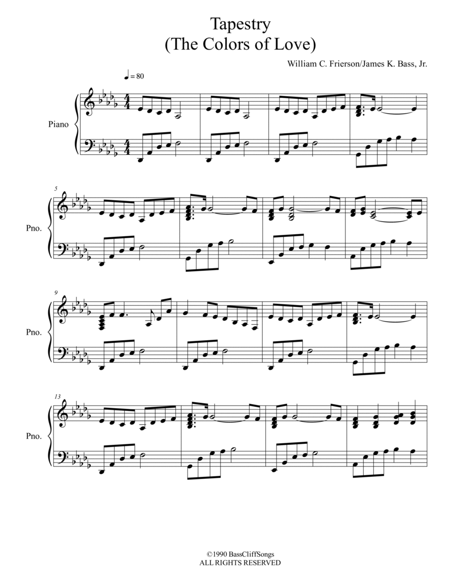 Tapestry (The Colors of Love) - instrumental Piano Solo scores gallery preview page 1