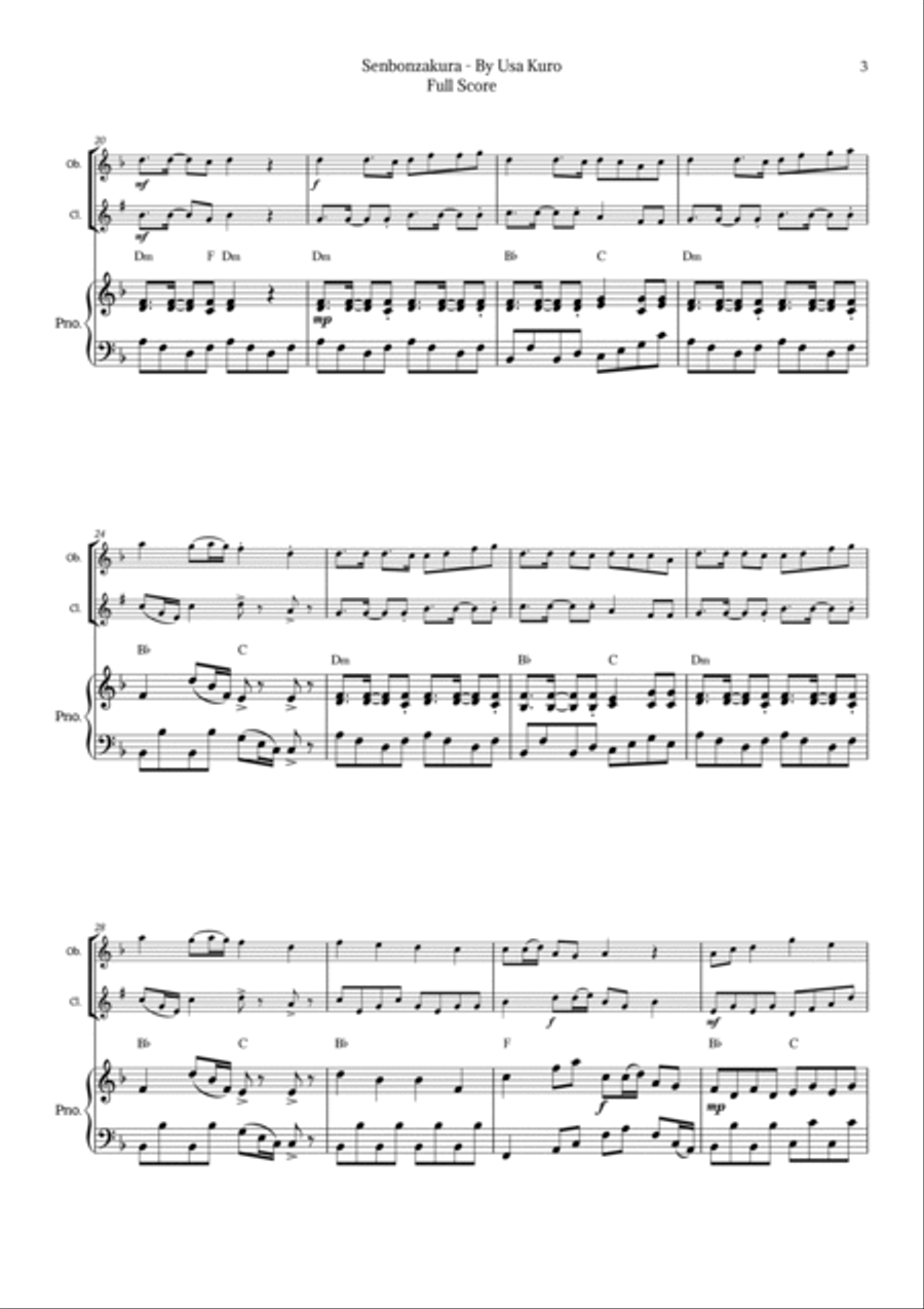 Senbonzakura Woodwind Duet scores gallery preview page 3