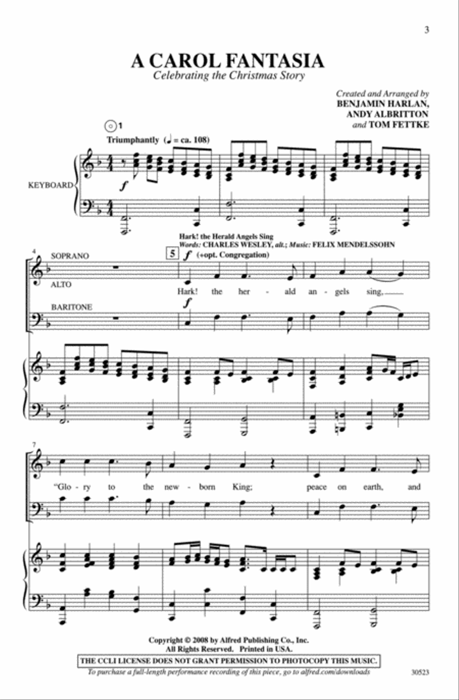 A Carol Fantasia A Carol Fantasia 3-Part scores gallery preview page 3