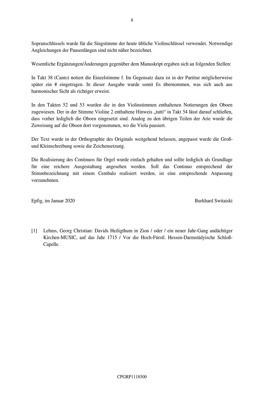 Graupner Christoph Cantata Will ich rechte Freude spühren GWV 1118/15 Small Ensemble scores gallery preview page 4