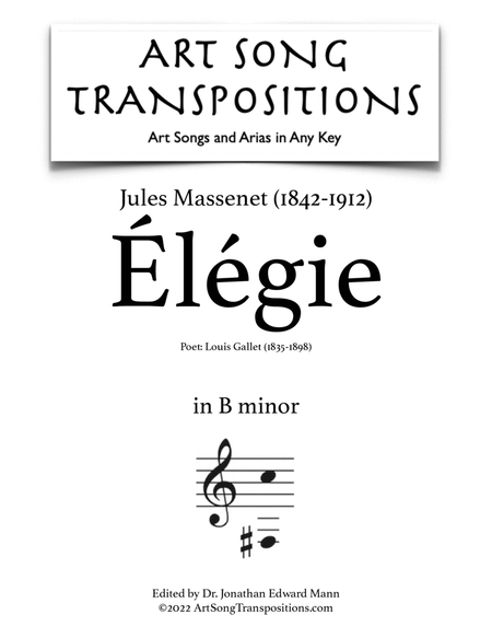MASSENET: Élégie (transposed to B minor)