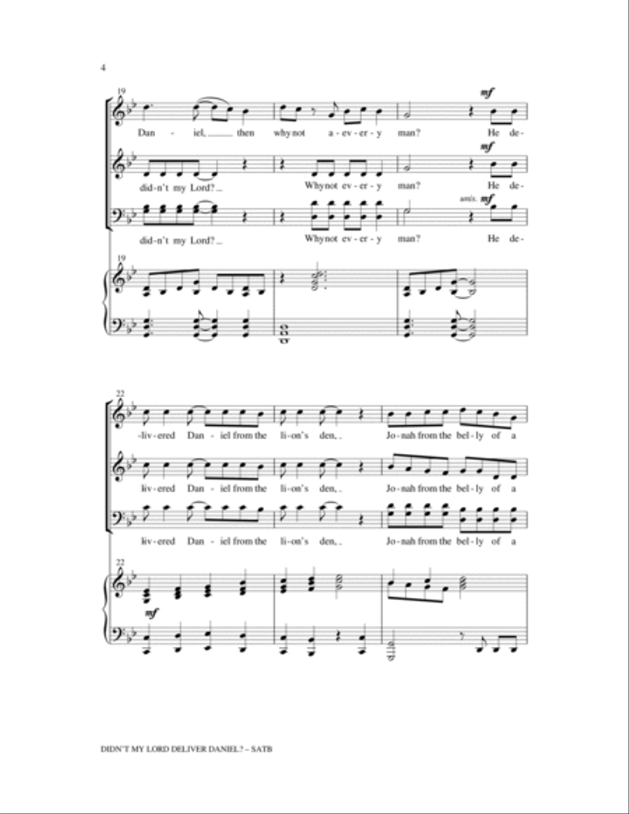 Didn't My Lord Deliver Daniel? 4-Part scores gallery preview page 4