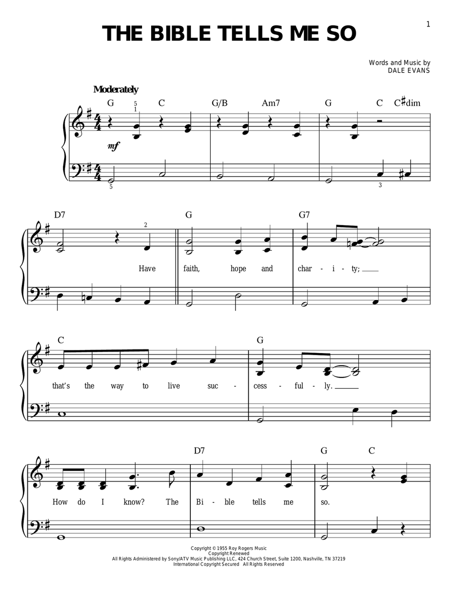 The Bible Tells Me So The Bible Tells Me So Easy Piano scores gallery preview page 1