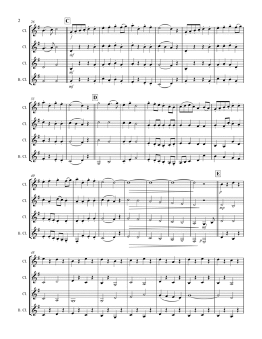 Holst - Second Suite for Military Band in F (for Clarinet Quartet) Clarinet Quartet scores gallery preview page 3
