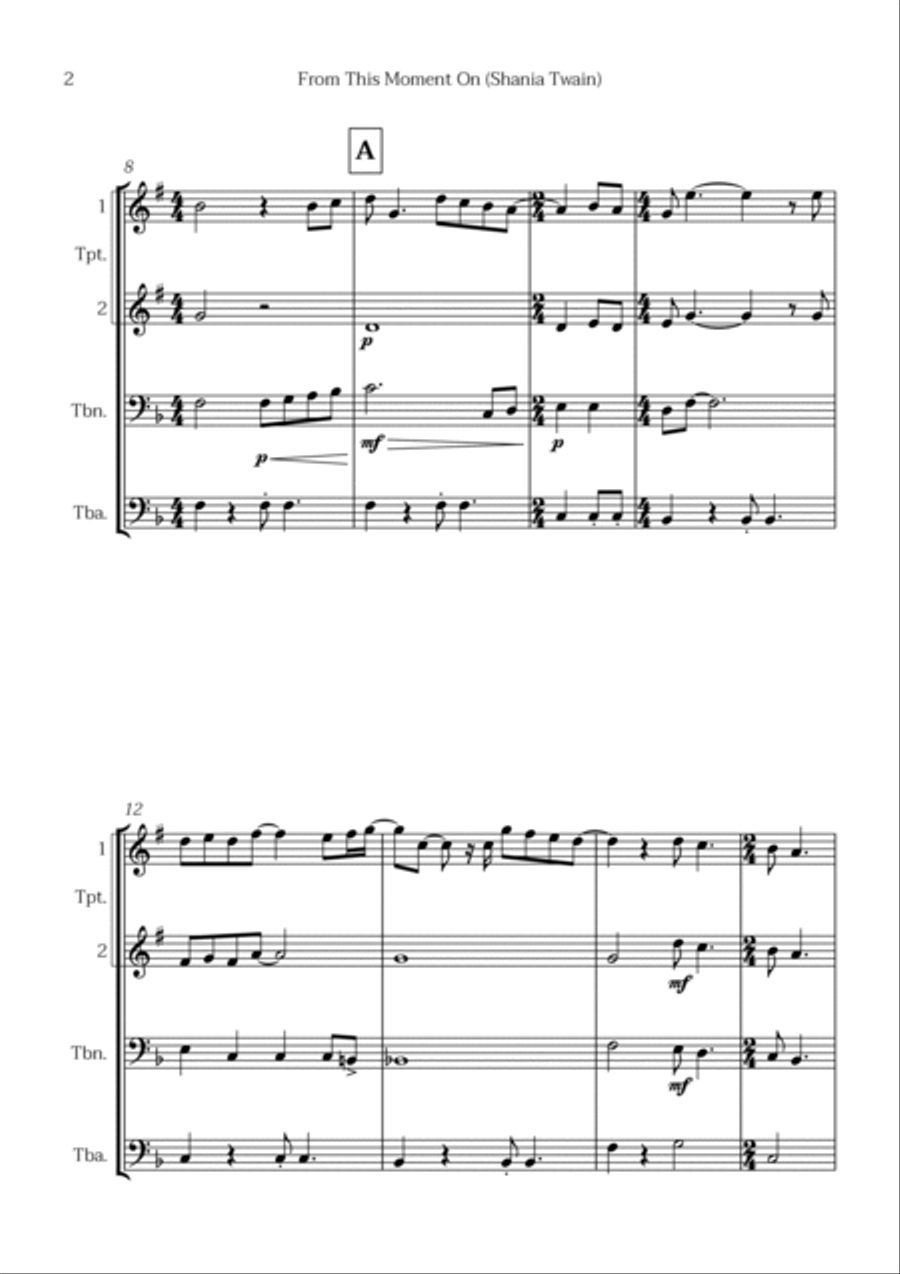 From This Moment On Brass Quartet scores gallery preview page 2