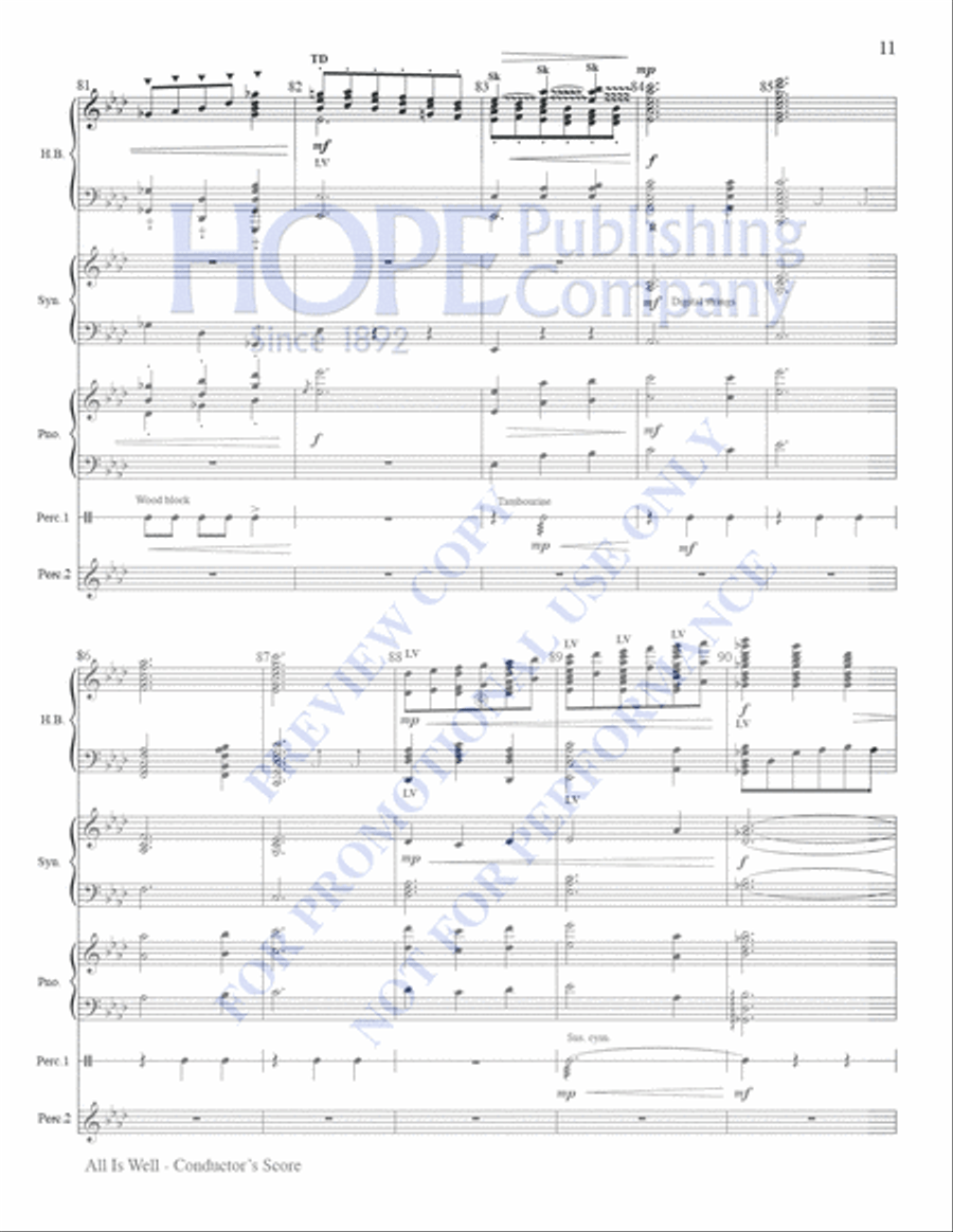 All Is Well Handbell Choir scores gallery preview page 11