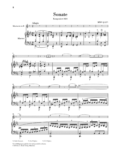 Sonata in E-flat Major by Felix Bartholdy Mendelssohn Clarinet Solo - Sheet Music
