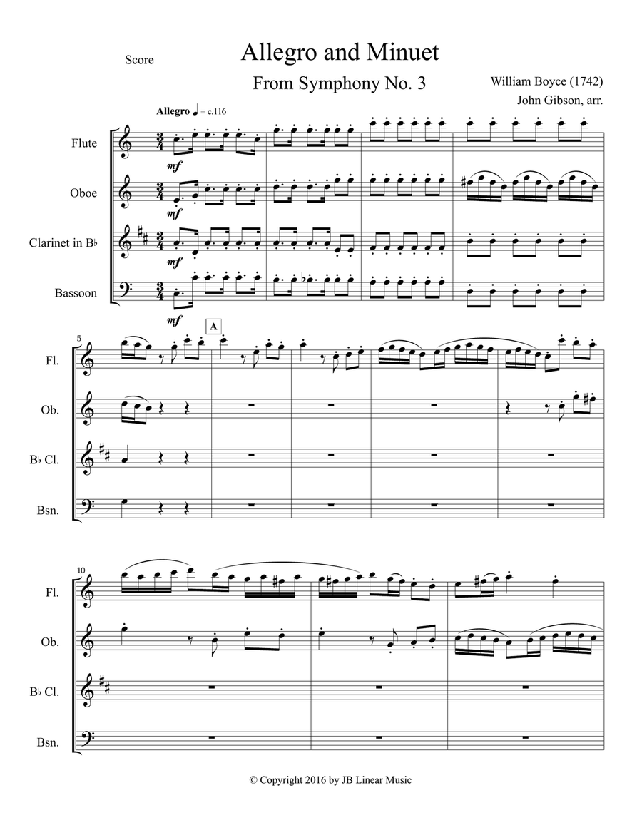 Allegro and Minuet for Woodwind Quartet Woodwind Quartet scores gallery preview page 2