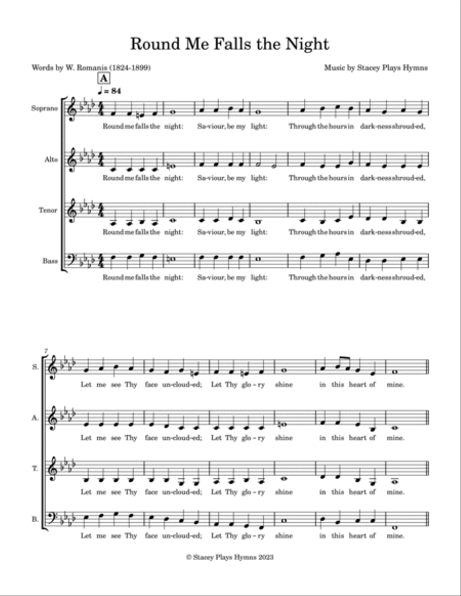 Round Me Falls the Night 4-Part scores gallery preview page 2
