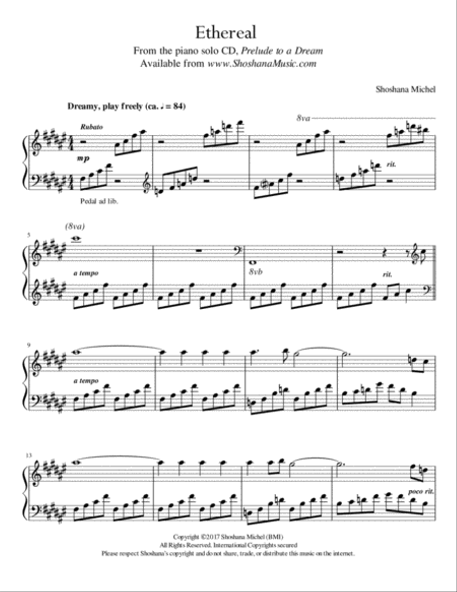 Ethereal Piano Solo scores gallery preview page 1