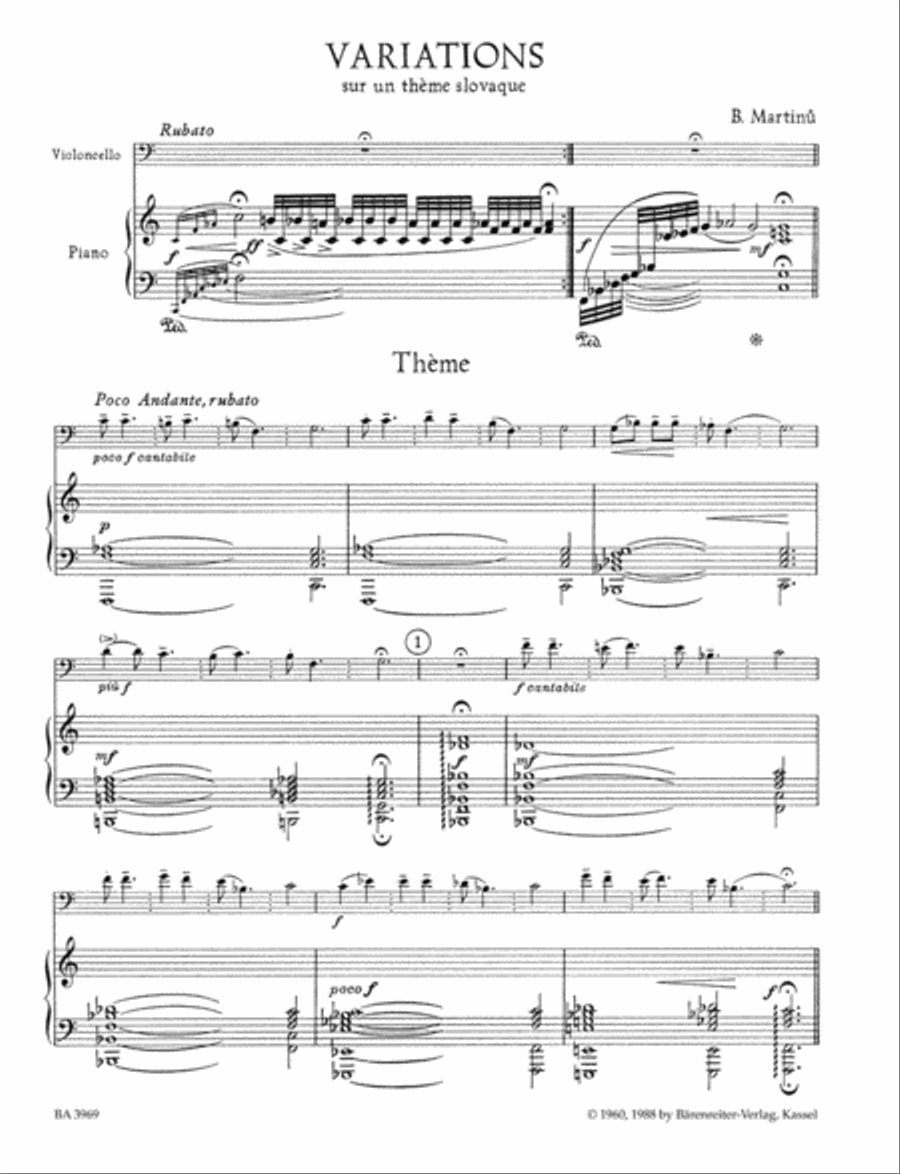 Variationen ueber ein slowakisches Thema for Violoncello and Piano Piano Accompaniment scores gallery preview page 2