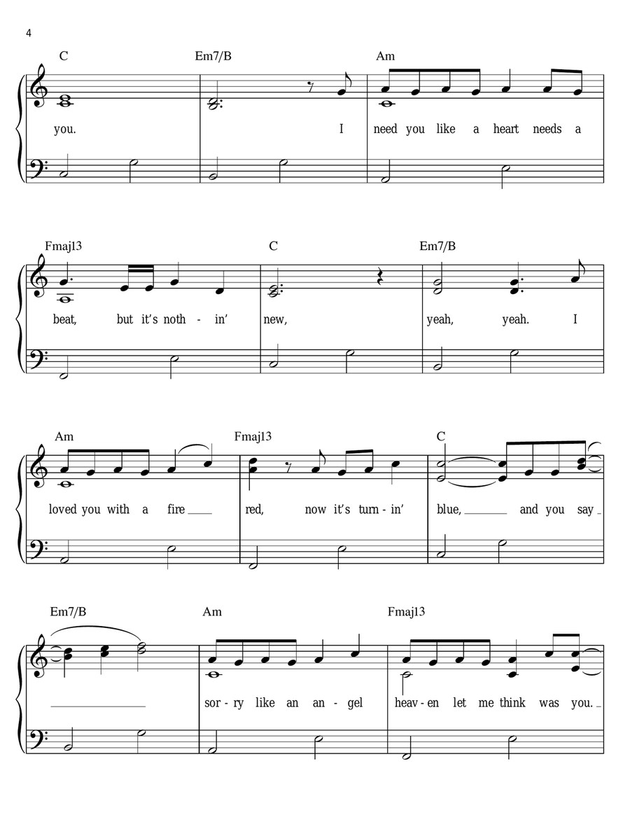 Apologize Apologize Easy Piano scores gallery preview page 4