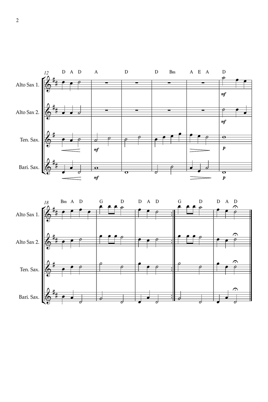 Deck The Halls for Sax quartet Saxophone Quartet scores gallery preview page 2
