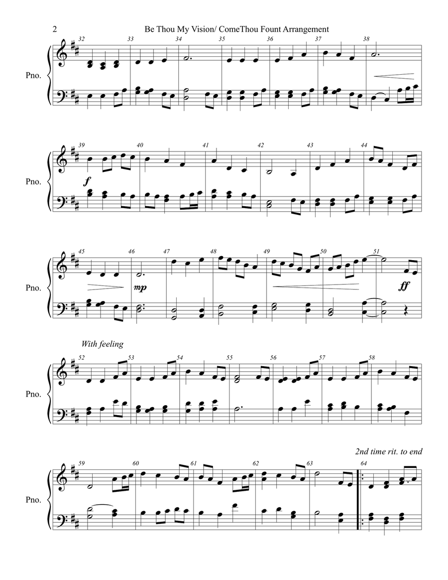Be Thou My Vision/ Come Thou Fount of Every Blessing Piano Solo scores gallery preview page 2