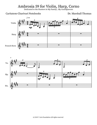 Ambrosia 59 for Violin, Harp, Corno