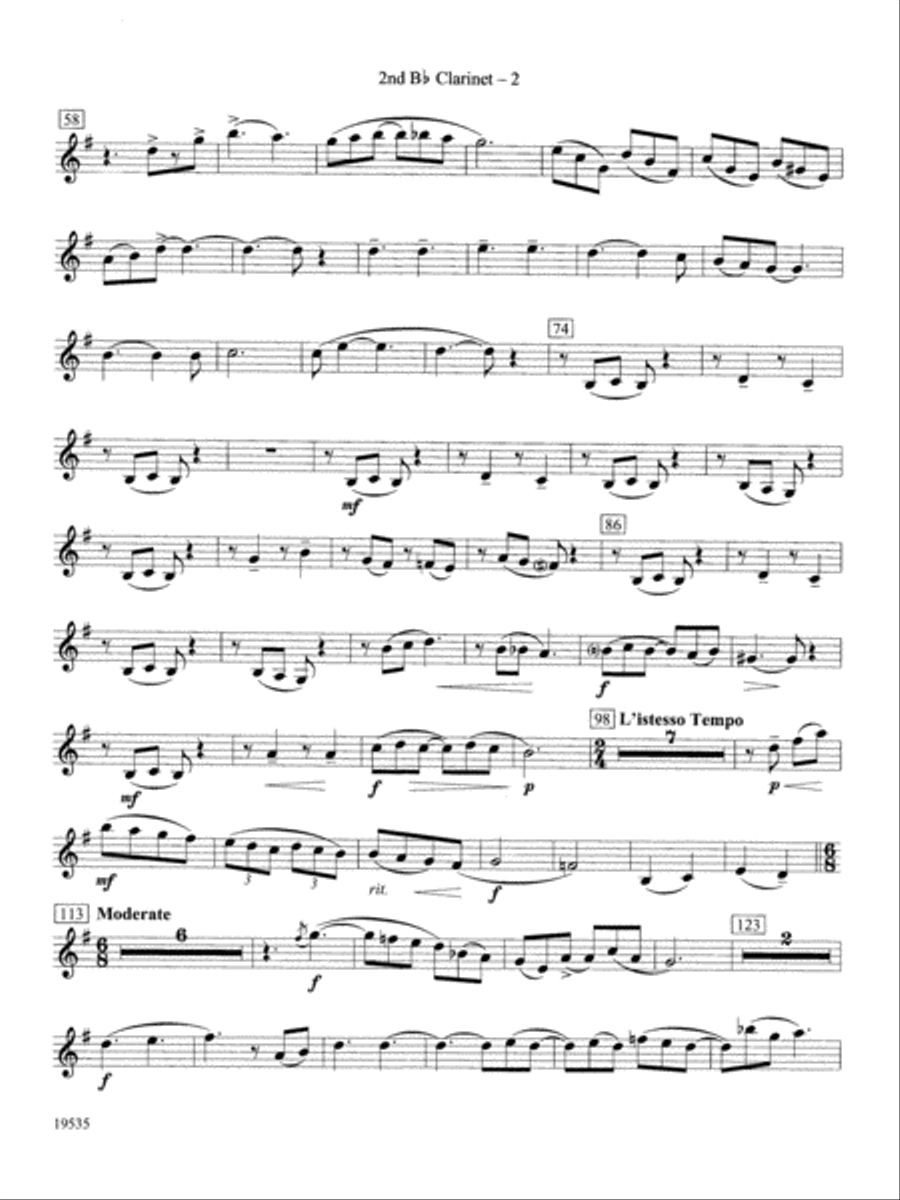 Fantasy on an African-American Spiritual: 2nd B-flat Clarinet Concert Band scores gallery preview page 2