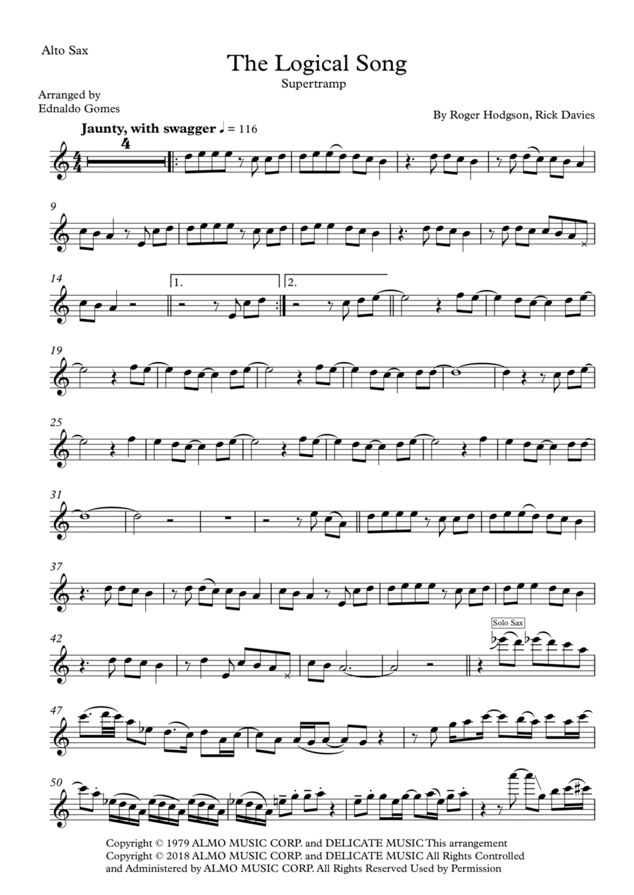 The Logical Song Alto Saxophone scores gallery preview page 1