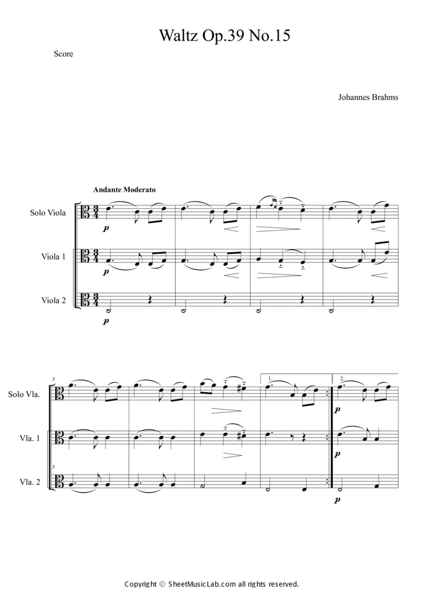 Waltz op.39 no.15 Easy Version in C image number null
