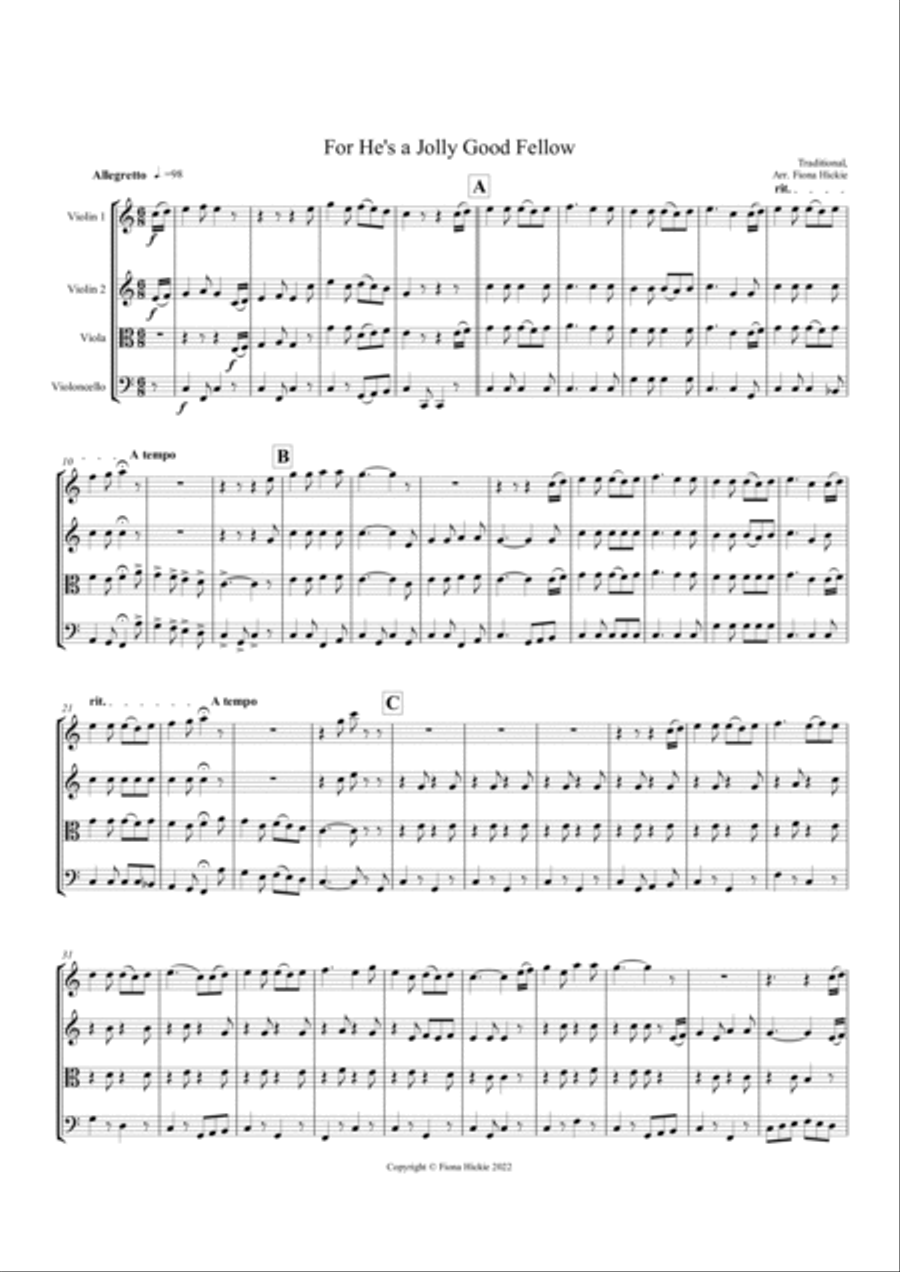 Songs for an Occasion String Quartet scores gallery preview page 2