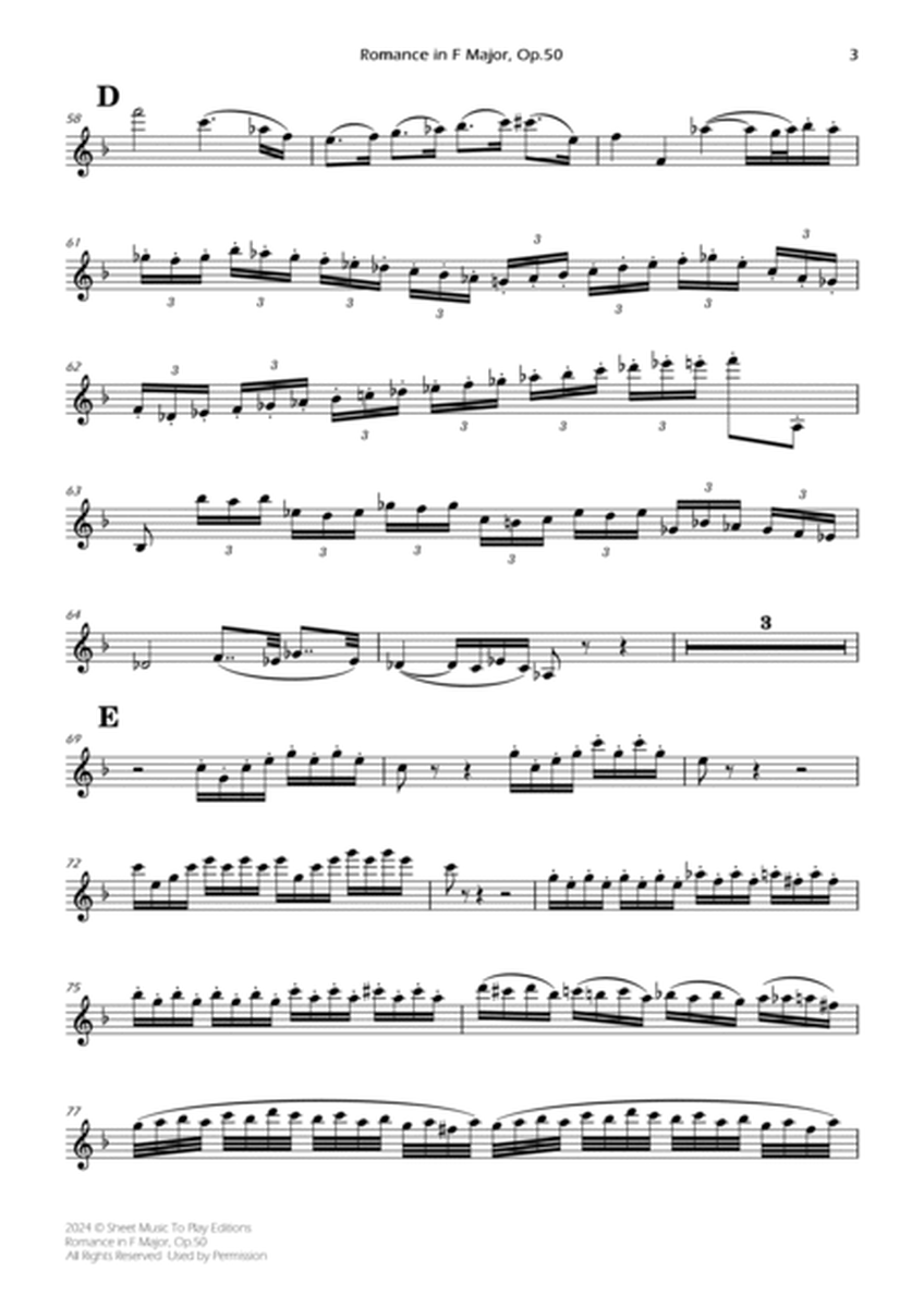 Romance in F Major, Op.50 - Violin and Piano (Individual Parts) image number null