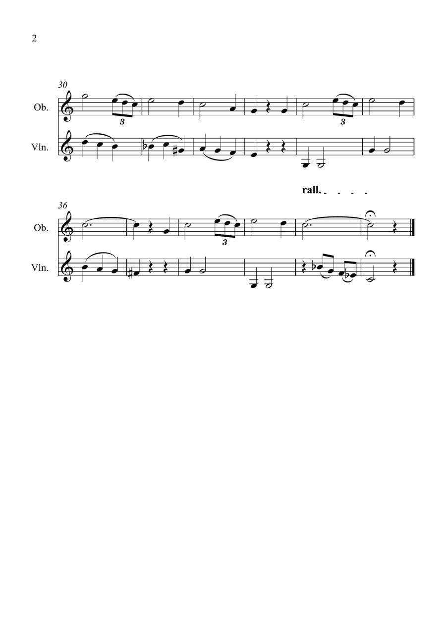 Amazing Grace for Oboe and Violin Duet Oboe scores gallery preview page 2