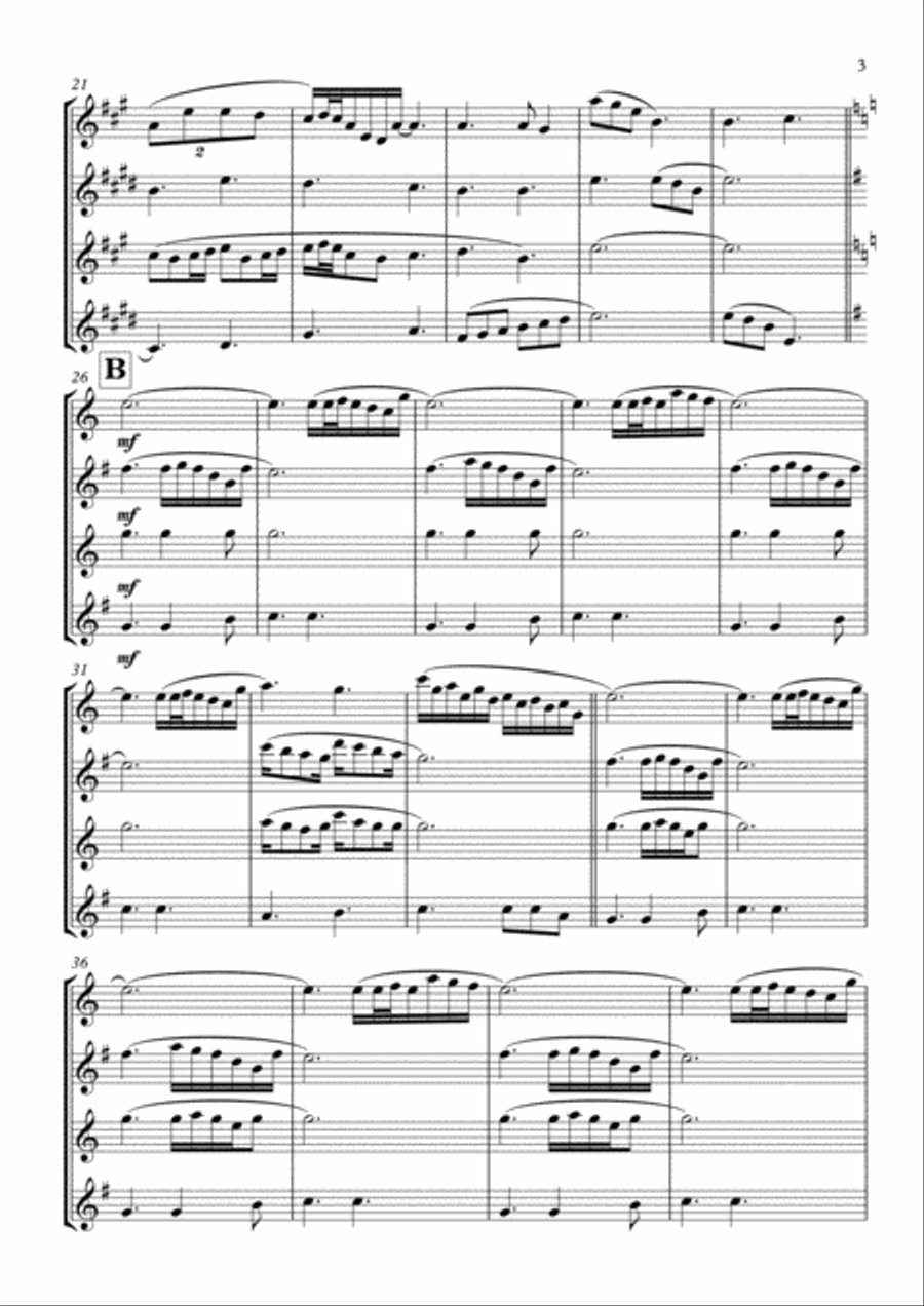 Wedding Song - for Saxophone Quartett Saxophone Quartet scores gallery preview page 3