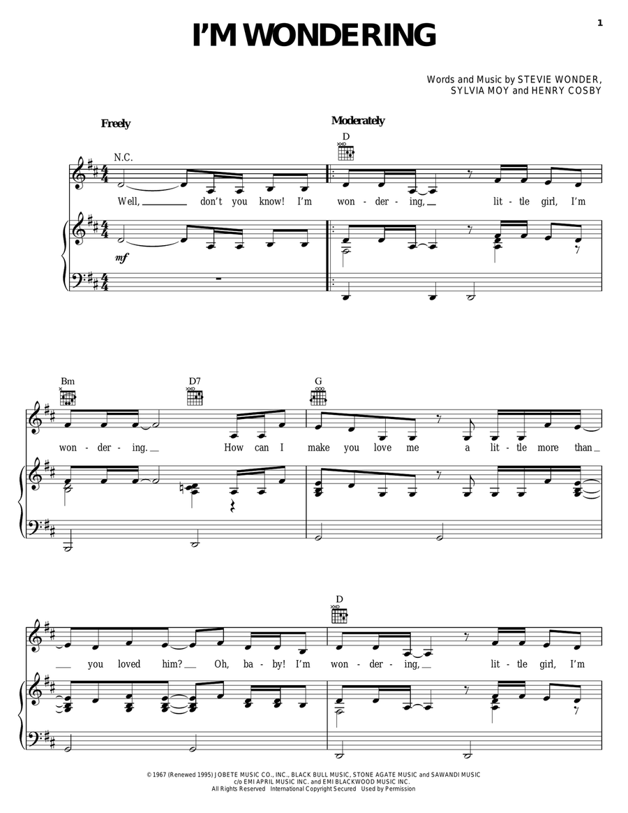 I'm Wondering Piano, Vocal, Guitar scores gallery preview page 1