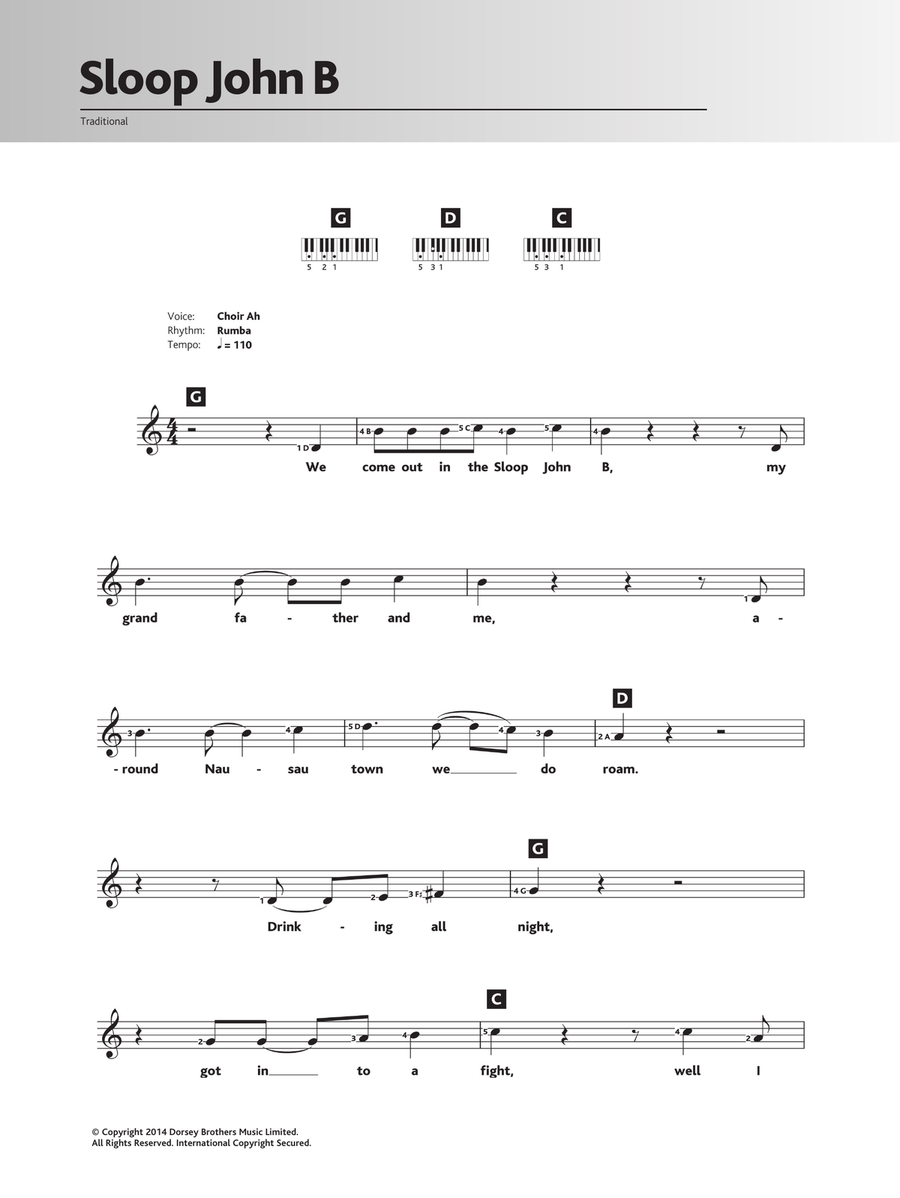 Sloop John B Piano scores gallery preview page 1
