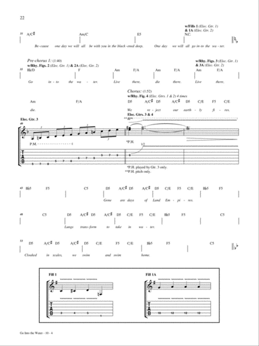 Go Into the Water Guitar Tablature scores gallery preview page 4