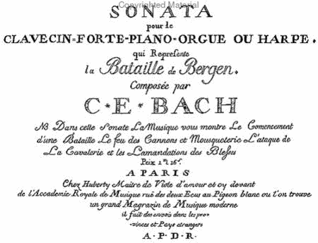 Sonata the Battle of Bergen for harpsichord, fortepiano, organ or harp - 1776