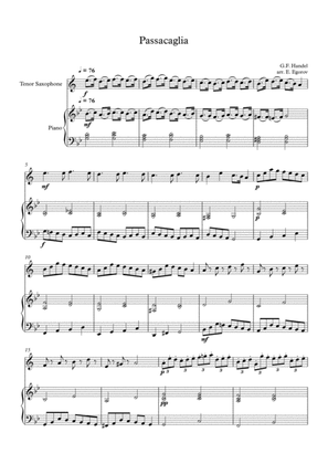 Book cover for Passacaglia, Handel-Halvorsen, For Tenor Saxophone & Piano