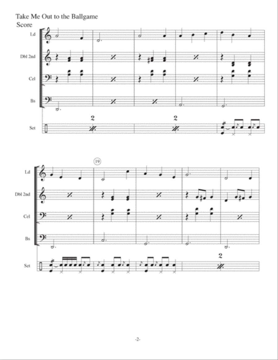 Take Me Out To The Ballgame Percussion Ensemble scores gallery preview page 2