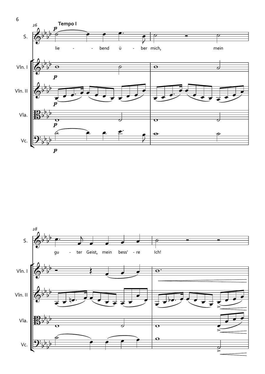 Schumann - Widmung (A flat Maj.) for Soprano and String Quartet String Quartet scores gallery preview page 6