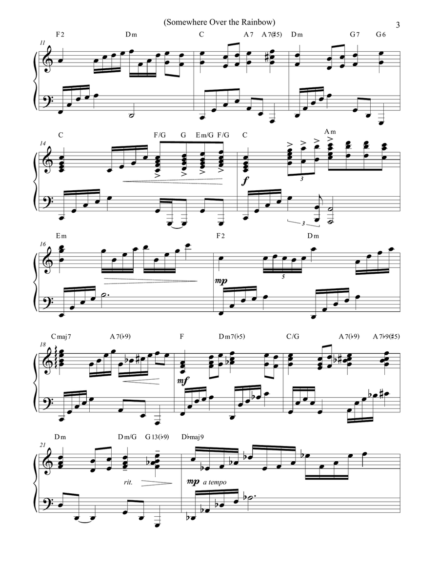 Over The Rainbow (from The Wizard Of Oz) Piano Solo scores gallery preview page 3