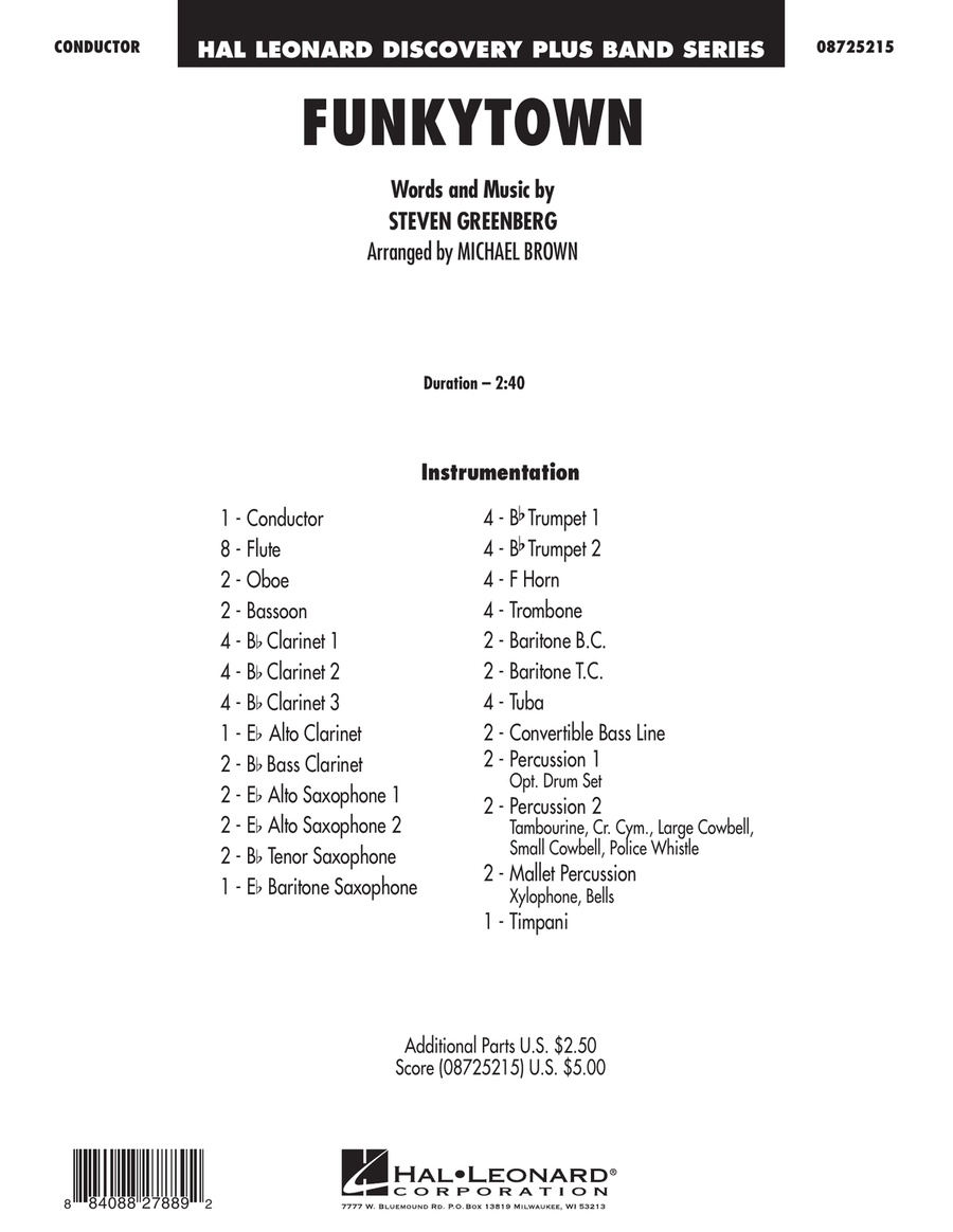 Funkytown - Full Score Concert Band scores gallery preview page 1