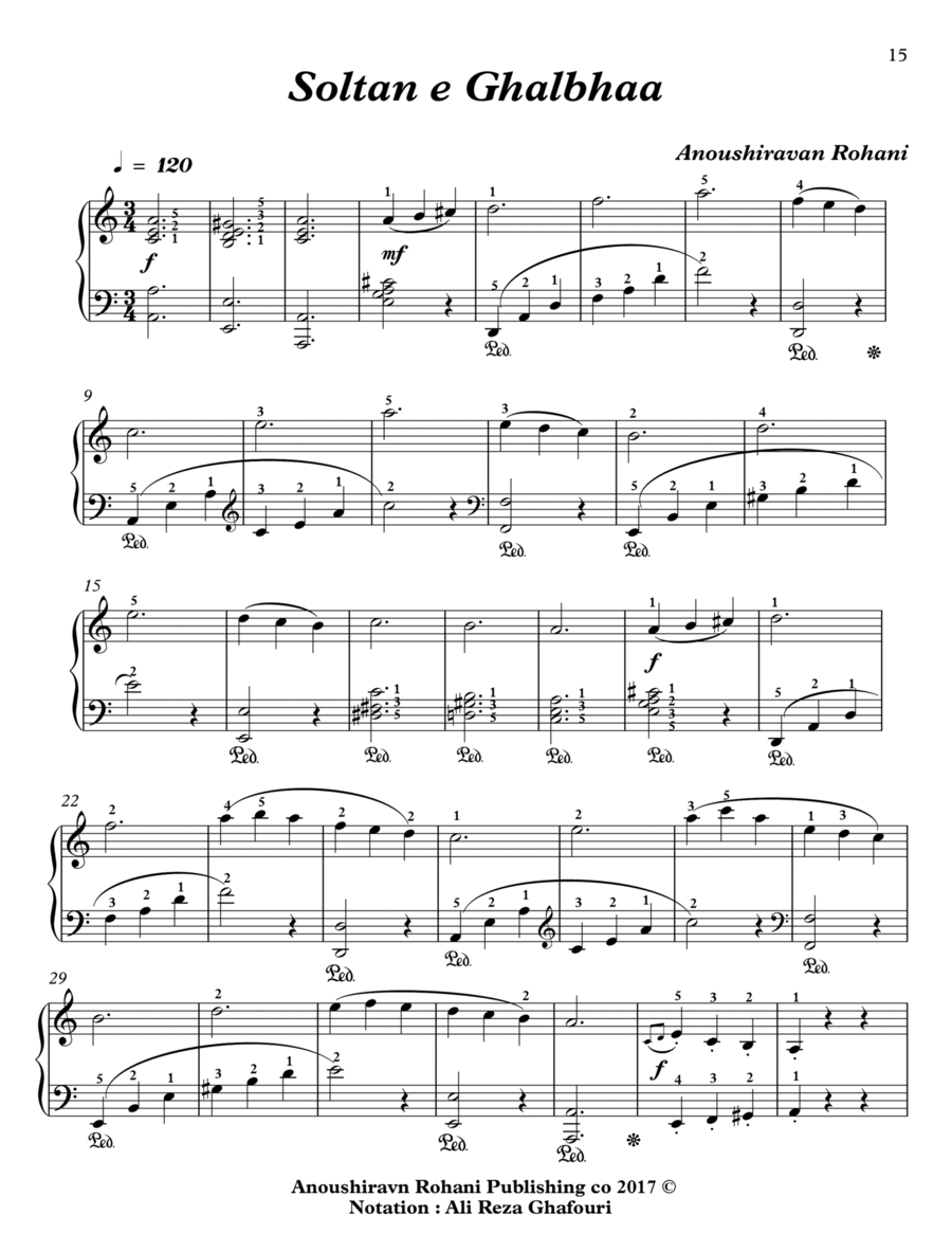 Soltane Ghalbha (Level 2) سلطان قلب‌ها Easy Piano scores gallery preview page 1