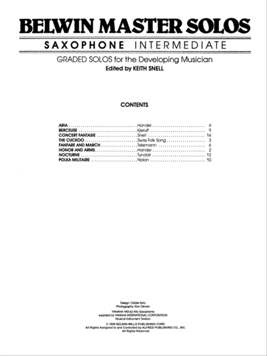 Belwin Master Solos (Alto Saxophone), Volume 1 Alto Saxophone scores gallery preview page 2