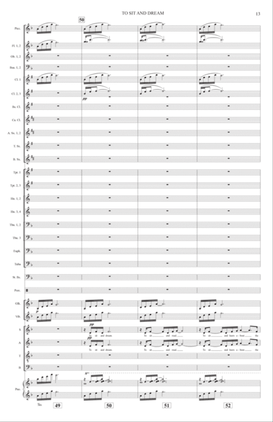 To Sit And Dream (Band Accompaniment) - Full Score Choir scores gallery preview page 13