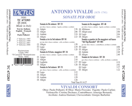 Vivaldi: Sonate Per Oboe