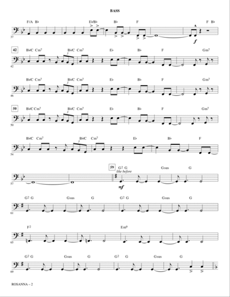 Rosanna - Bass Choir scores gallery preview page 2