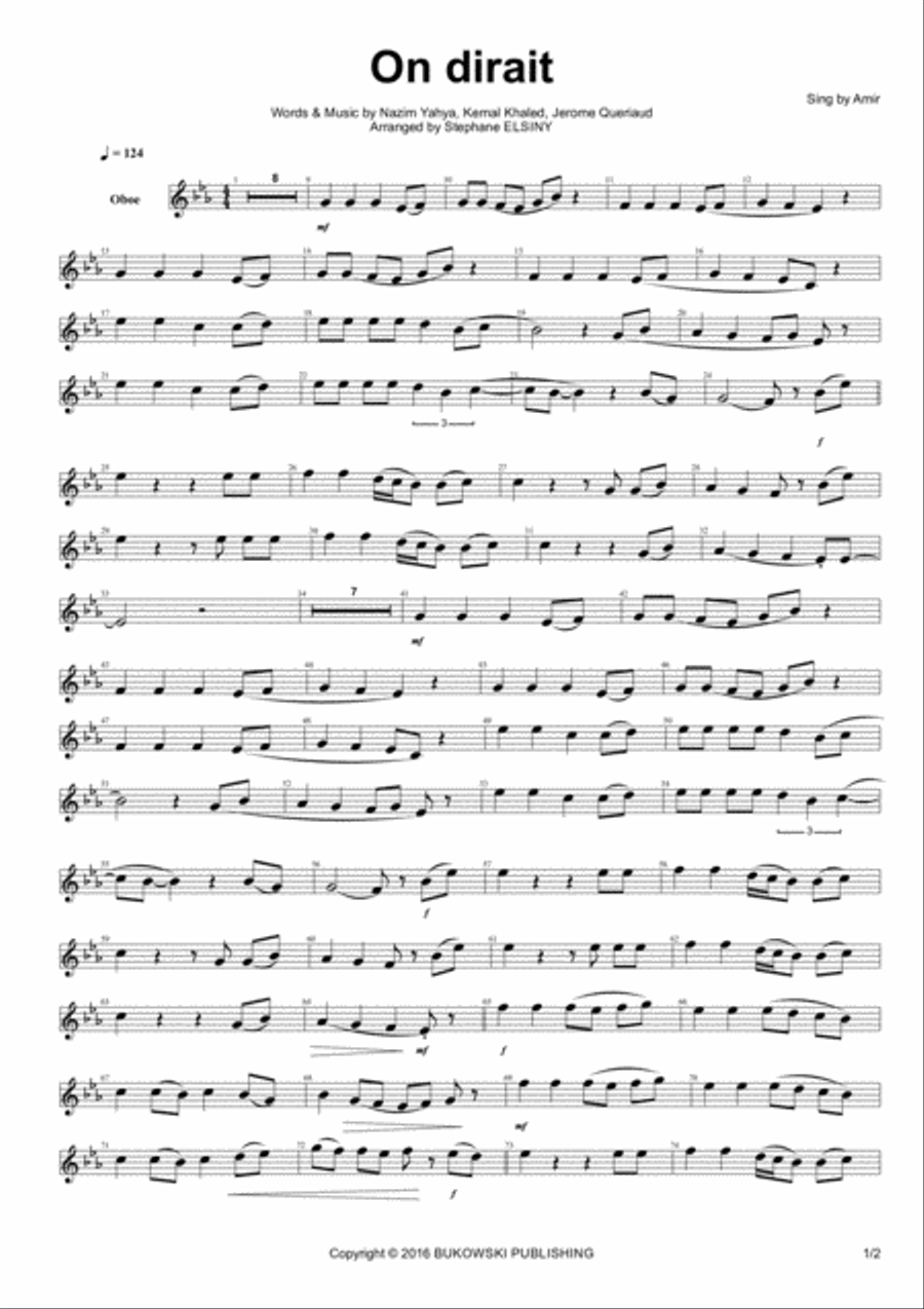 On Dirait Oboe Solo scores gallery preview page 1