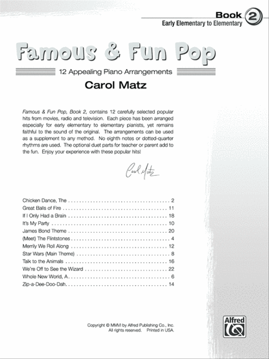 Famous & Fun Pop, Book 2 Piano Method scores gallery preview page 6