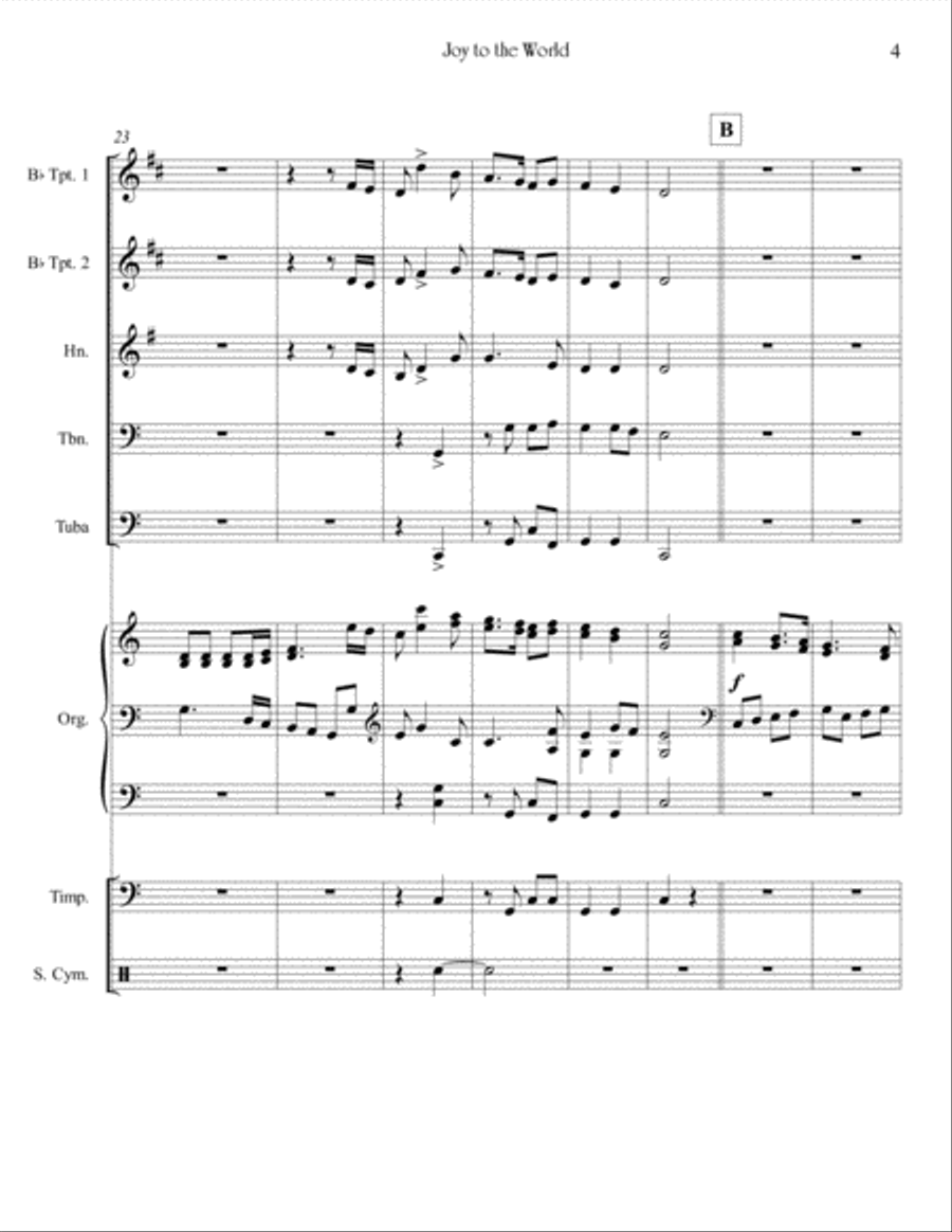 Joy to the World (for Brass Quintet and Organ) Brass Ensemble scores gallery preview page 6