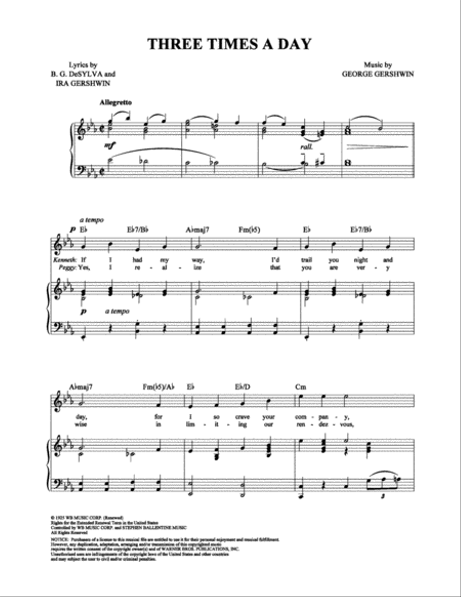 Three Times a Day Piano, Vocal, Guitar scores gallery preview page 1