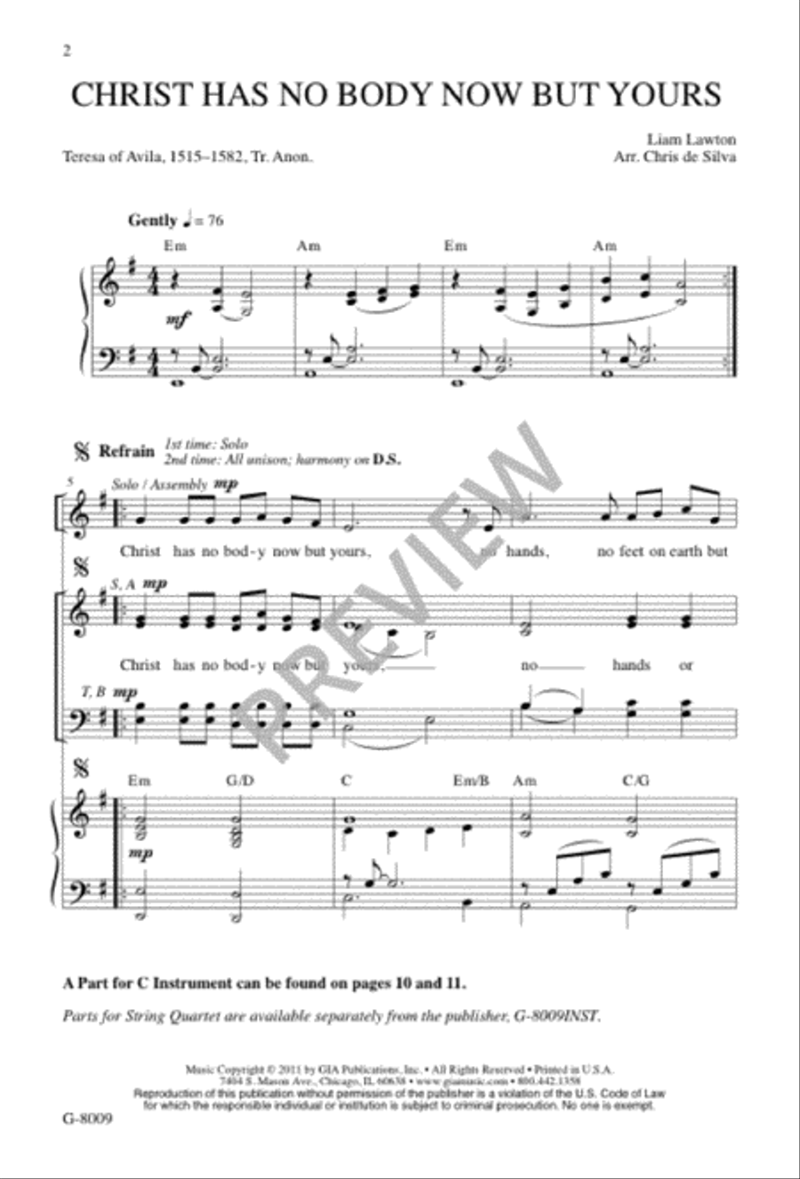 Christ Has No Body Now but Yours 4-Part scores gallery preview page 2
