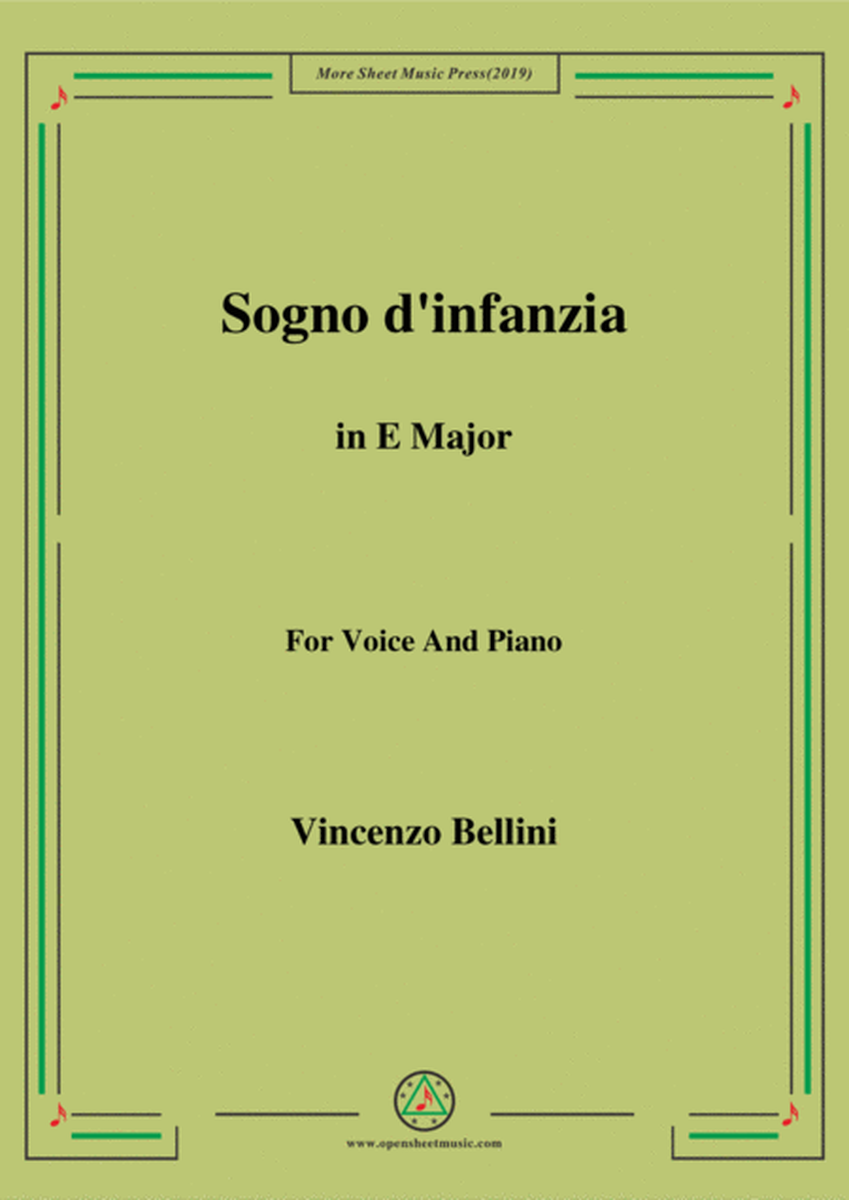 Bellini-Sogno d'infanzia in E Major,for Voice and Piano image number null