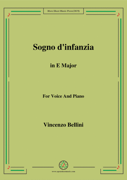 Bellini-Sogno d'infanzia in E Major,for Voice and Piano image number null